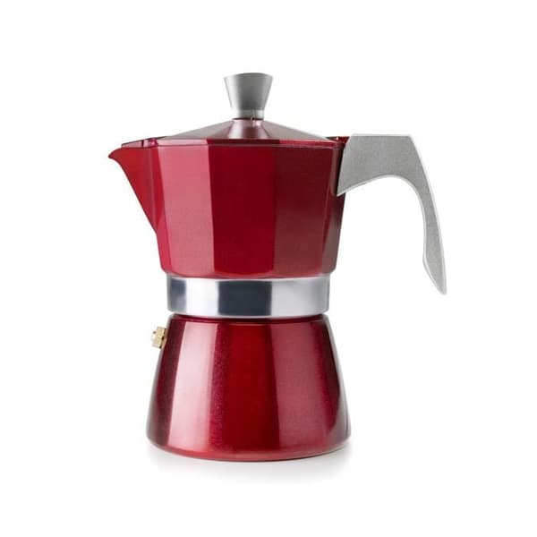 Ibili - Evva Red Espressobryggare, 2 koppar, 100 ml, gjuten aluminium, kompatibel med induktionshällar