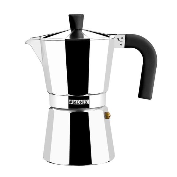 Italiensk kaffebryggare - MONIX - 3935007 - 6 koppar - Aluminium - Rostfritt stål - Grå
