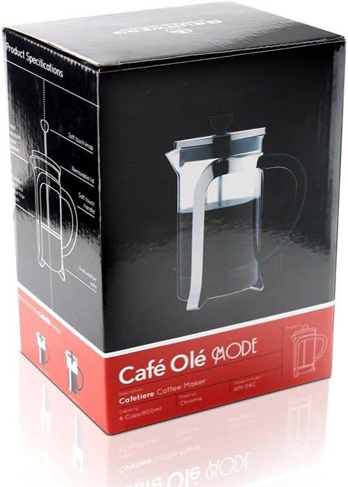 Café olé - KM-03C - Cafe Ole Mode French Press Kaffebryggare, 350ml / 0,35L, 1 kopp, i rostfritt stål och glas