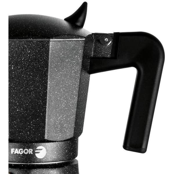 Italiensk espressobryggare i aluminium, 12 koppar kaffe, glaskeramik, gas FAGOR Tiramisú Svart 00437