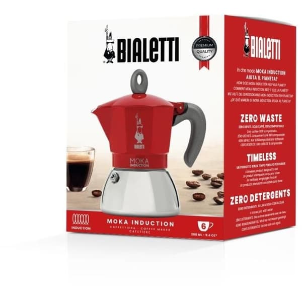 Italiensk kaffebryggare - BIALETTI - NY MOKA INDUKTION - 6 koppar - 0,28 L - Röd