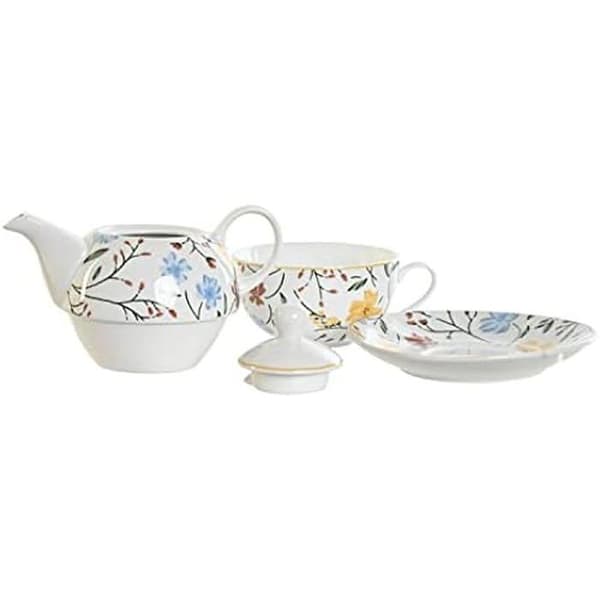 Tekanna-set - DKD HEMINNREDNING - Standard - Porslin - Blå, Vit, Gul - 13,5 x 16,5 x 14 cm