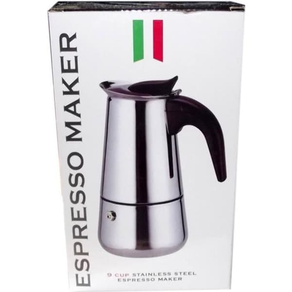 Kaffebryggare - Rostfritt stål - 9 koppar - Bakelithandtag - Alla värmekällor utom induktion - Passar inte till diskmaskin