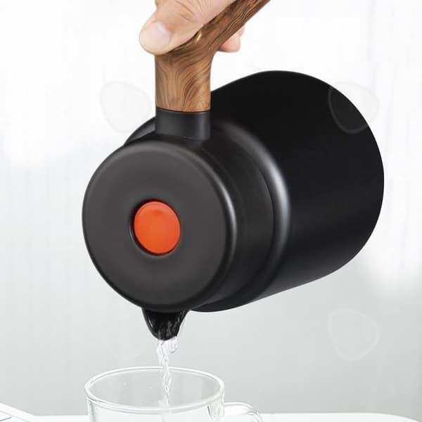 CONFO® Isolerad kaffebryggare Vattenkokare i rostfritt stål Hushållshandtag för träspannmål Kreativ personlighet Retro Farsdagspresent