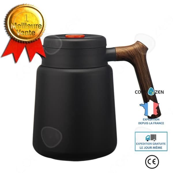 CONFO® Isolerad kaffebryggare Vattenkokare i rostfritt stål Hushållshandtag för träspannmål Kreativ personlighet Retro Farsdagspresent