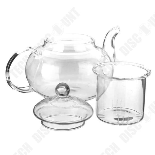 TD® tekanna kaffebryggare 600 ml klart värmebeständigt glas med lock och infusionsapparat Filter-present-te-infusioner