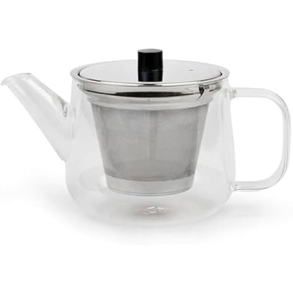 Bredemeijer Petite teapot i glas 1,1 l – Transparent glas teapot med enkel vägg och tefilter i rostfritt stål