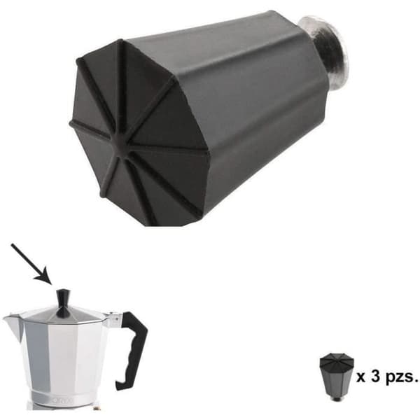 ORYX Maskinknopp för 2/3/6/9 och 12 koppar, svart, 10 x 10 x 4 cm, 3-pack - 5056140