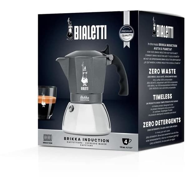 Italiensk kaffebryggare BIALETTI - BRIKKA - Induktion 4 koppar
