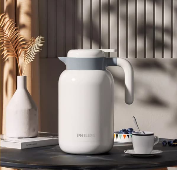 Philips kotitalouksien lämpökannu, suuri tilavuus, kuumavesikannu, 316 l, ruostumattomasta teräksestä vuorattu, termospullo, laadukas vedenkeitin