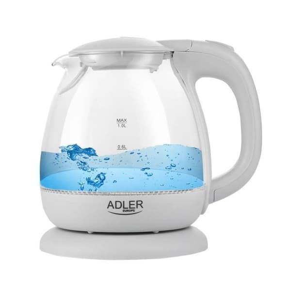 Adler AD 1283G LED vattenkokare i glas 1,0L Grå
