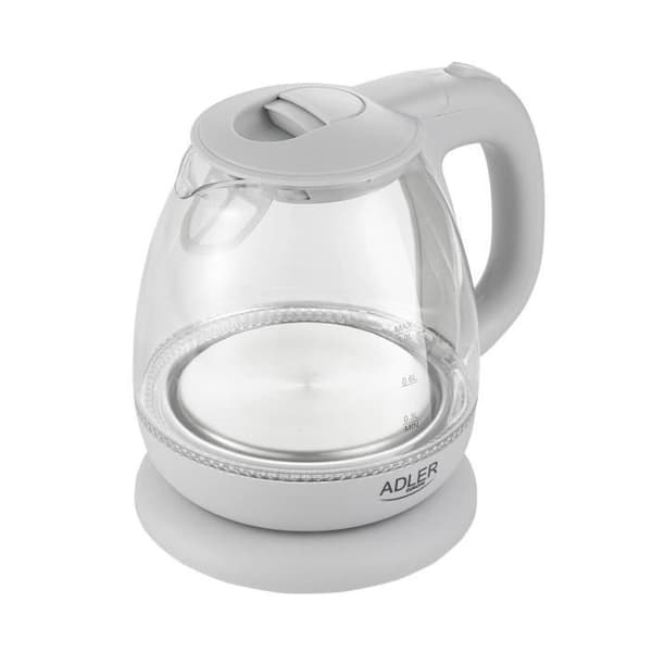 Adler AD 1283G LED vattenkokare i glas 1,0L Grå