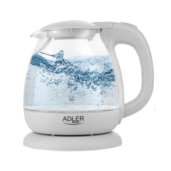 Adler AD 1283G LED vattenkokare i glas 1,0L Grå