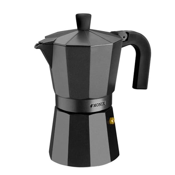Italiensk kaffebryggare - Monix - Vitro svart - 3 koppar - Aluminium - Ergonomisk design