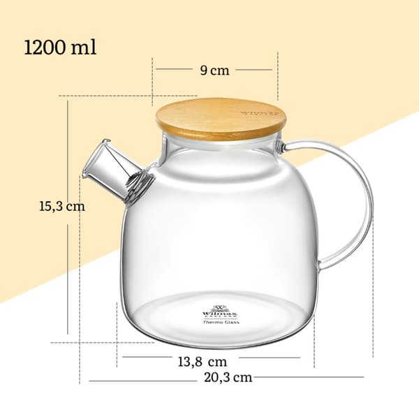 Tekande til te og urter lavet af varmebestandigt glas Wilmax 1200 ml