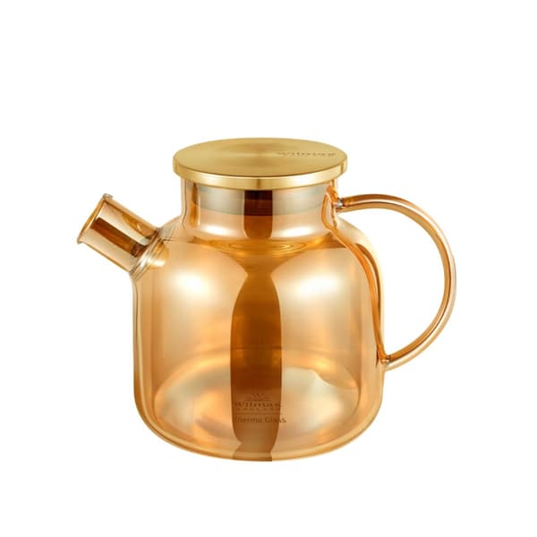 Te- og urtekande lavet af varmebestandigt glas Wilmax 1,2L guldfarvet
