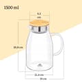 Miniatyrbillede 2 af 7: Glaskande til drikkevarer, juice og vand med bambuslåg Wilmax 1,5L
