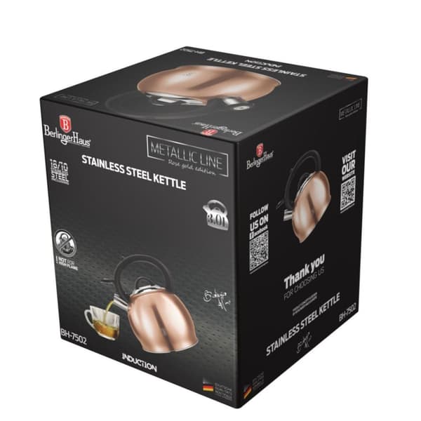 Elkedel 3l Berlinger Haus Bh-7502 Med Fløjtende Rosaguld Lumarko!
