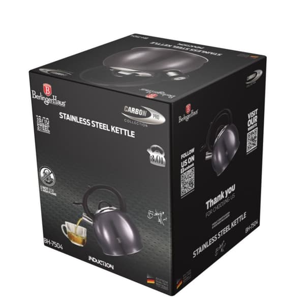 Elkedel 3l Berlinger Haus BH-7504 Med Fløjte Carbon Pro Lumarko!