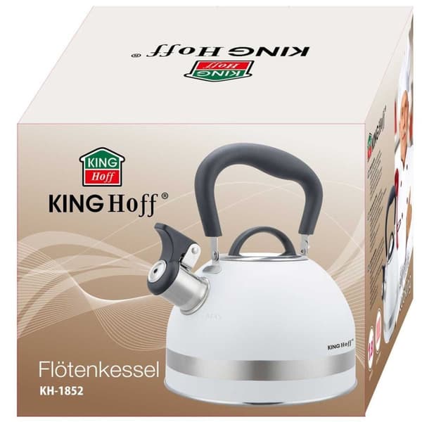 Elkedel 1,8l med fløjtende Kinghoff Kh-1852 Hvid Lumarko!
