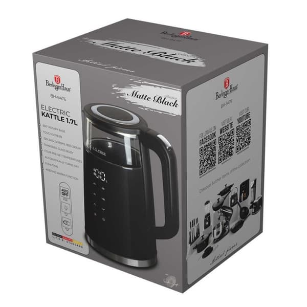 Vattenkokare 1,7l Berlinger Haus Bh-9476 Mattsvart Lumarko!
