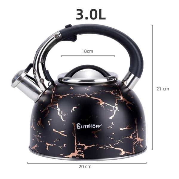 Elkedel med fløjte 3l Glamour Black Gold E-5155 Lumarko!