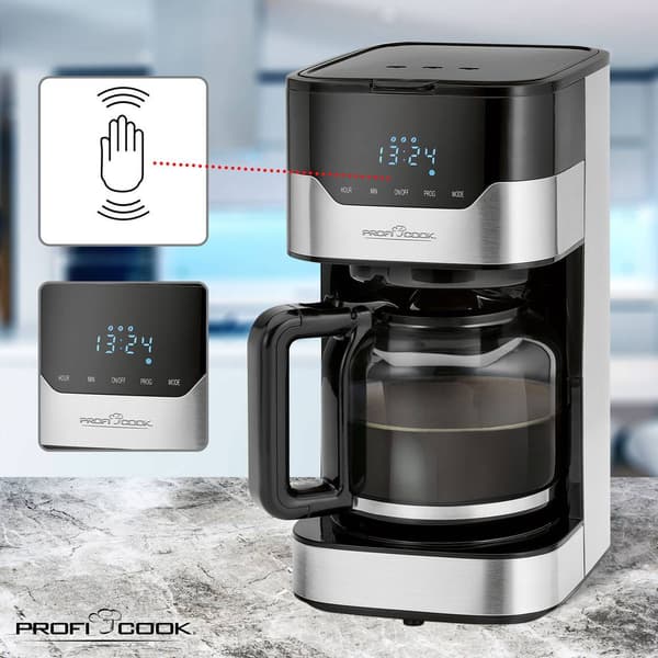 Profi Cook PC-KA 1169 Kaffebryggare Rostfritt stål, Svart Kapacitet Koppar=14 Glaskanna