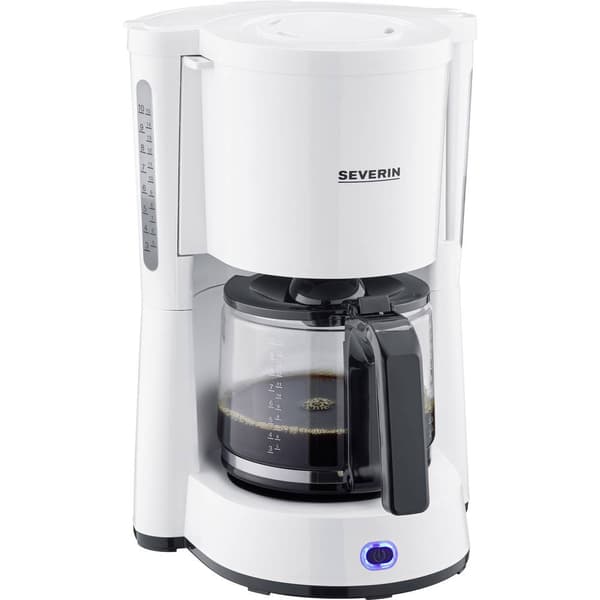 Severin Type Kaffebryggare Vit Kapacitet Koppar=10 Glaskanna, med filterkaffe-funktion