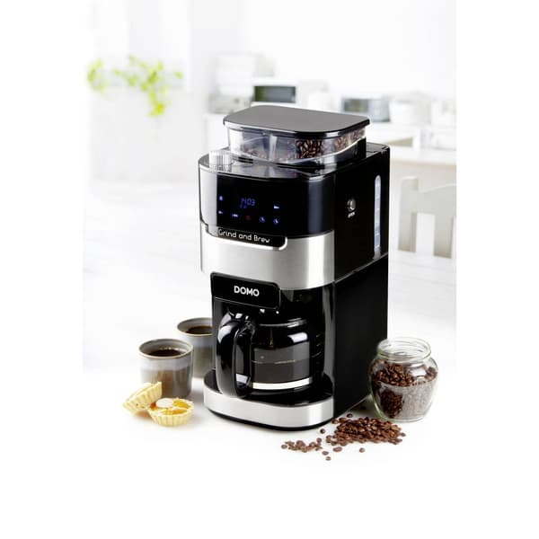 DOMO Grind & Brew DO721K Kaffebryggare Automatisk Svart, Rostfritt stål