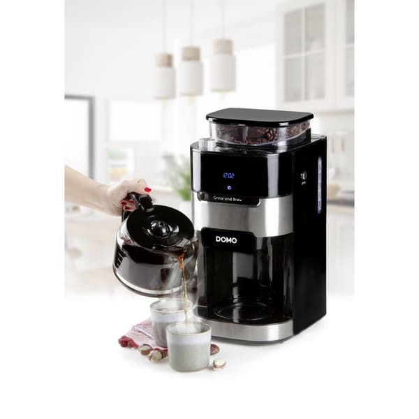 DOMO Grind & Brew DO721K Kaffebryggare Automatisk Svart, Rostfritt stål