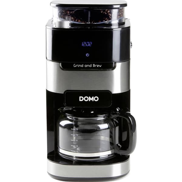 DOMO Grind & Brew DO721K Kaffebryggare Automatisk Svart, Rostfritt stål