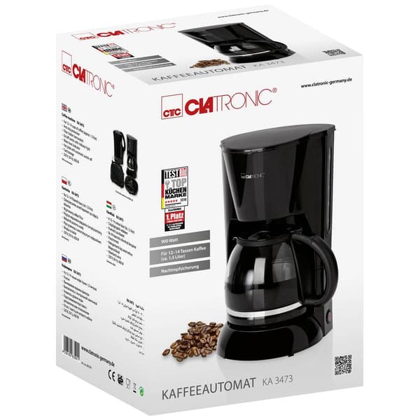 Clatronic KA 3473 Kaffebryggare Svart Kapacitet Koppar=12