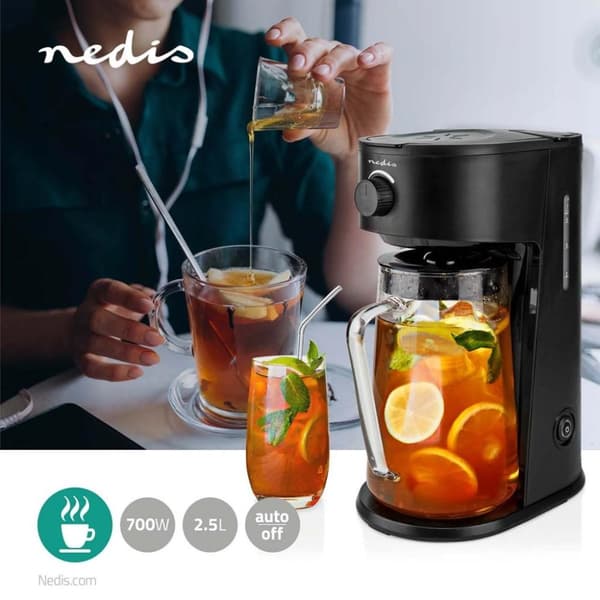 Nedis KAICM200FBK jääkahvi &amp; Jääteenkeitin Suodatinkahvi 2,5 L 6 kuppia musta