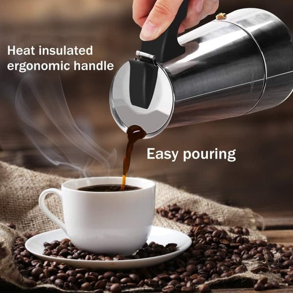 Italiensk kaffebryggare Espressobryggare 430 rostfritt stål 6 koppar (300 ml) Klassisk Moka kaffebryggare