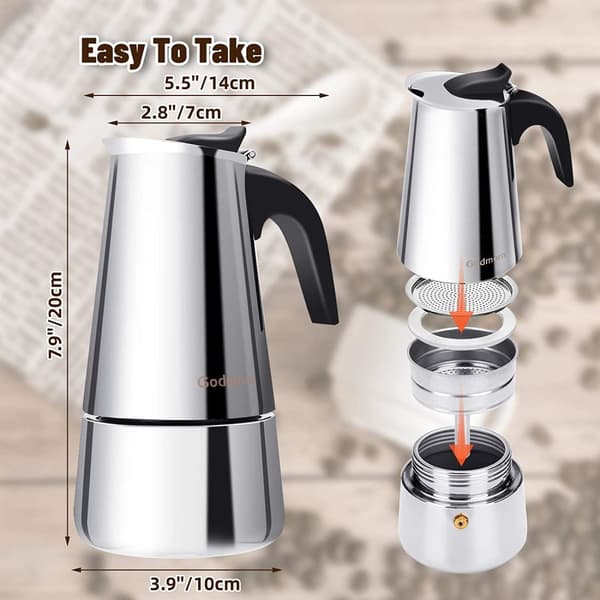 Italiensk kaffebryggare Espressobryggare 430 rostfritt stål 6 koppar (300 ml) Klassisk Moka kaffebryggare