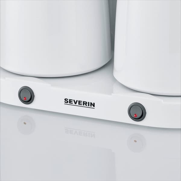 Severin Dobbelt kaffemaskine termokande 1000Watt - Hvid