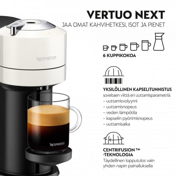 Nespresso Vertuo Next -kapselmaskin, vit