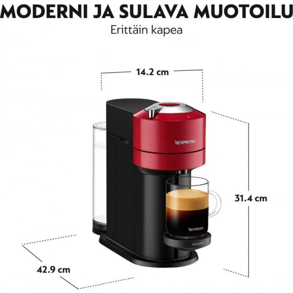 Nespresso Vertuo Next -kapselmaskine, sort/rød
