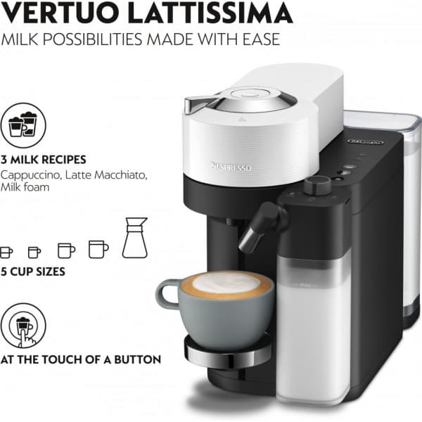 Nespresso Vertuo Lattissima ENV300.W -kapselikahvikeitin valkoinen