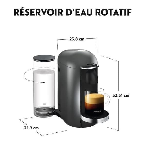 Krups Nespresso YY2778FD kahvinkeitin kapselit, 1,2 L, 4 kuppi kokoa, sentrifuusio, espresso, kahvi Lungo, Virtuo Plus, Titan