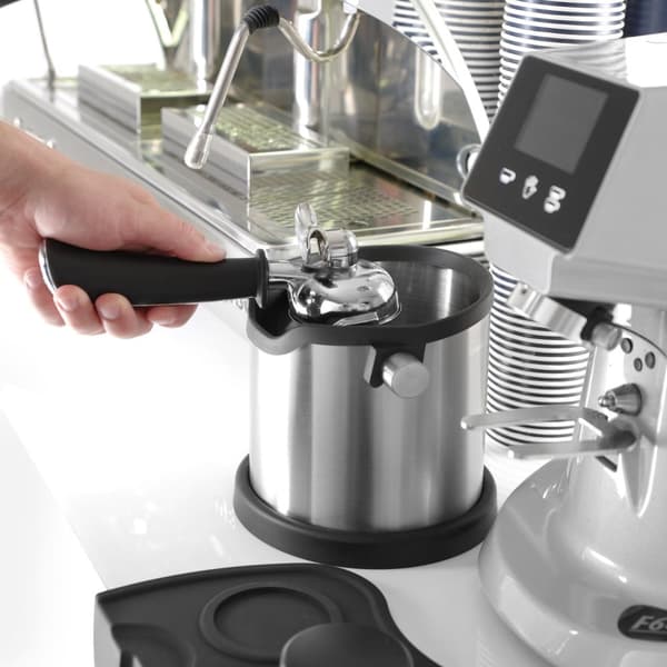 Rund stålbeholder til kaffegrums