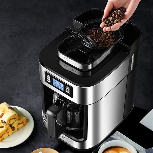 Fuldautomatisk 2-i-1 kaffemaskine Espresso kaffemaskine, filterkaffe, elektrisk bønnekværn, LED display, automatisk varmholdsfunktion