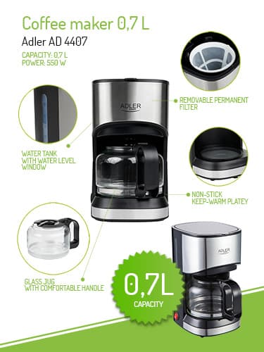 AD 4407 Dryp kaffemaskine 0,7L