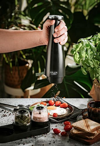 AD 4449 svart Krydd-, salt- och pepparkvarn - Set med 3 kvarnar - USB