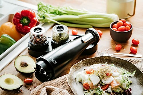 AD 4449 svart Krydd-, salt- och pepparkvarn - Set med 3 kvarnar - USB