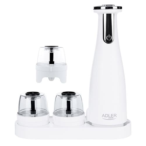 AD 4449 hvid Krydderi-, salt- og peberkværn - Sæt med 3 kværne - USB