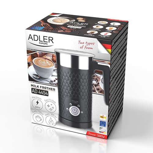 AD 4494 sort mælkeskummer - opskumning og opvarmning (latte og cappuccino)