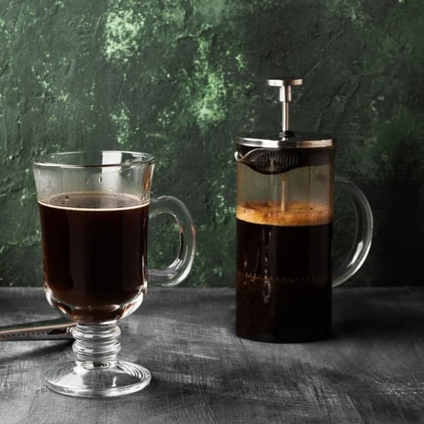Tekande, glaskande med stempel, til kaffe, te, urter, 1 l