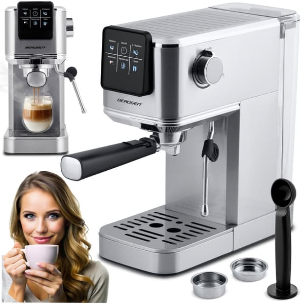Kaffemaskin kolv 20 bar Berdsen BD-770 silver