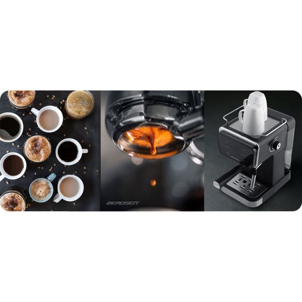 Kaffemaskine stempel 20 bar Berdsen BD-771 sort